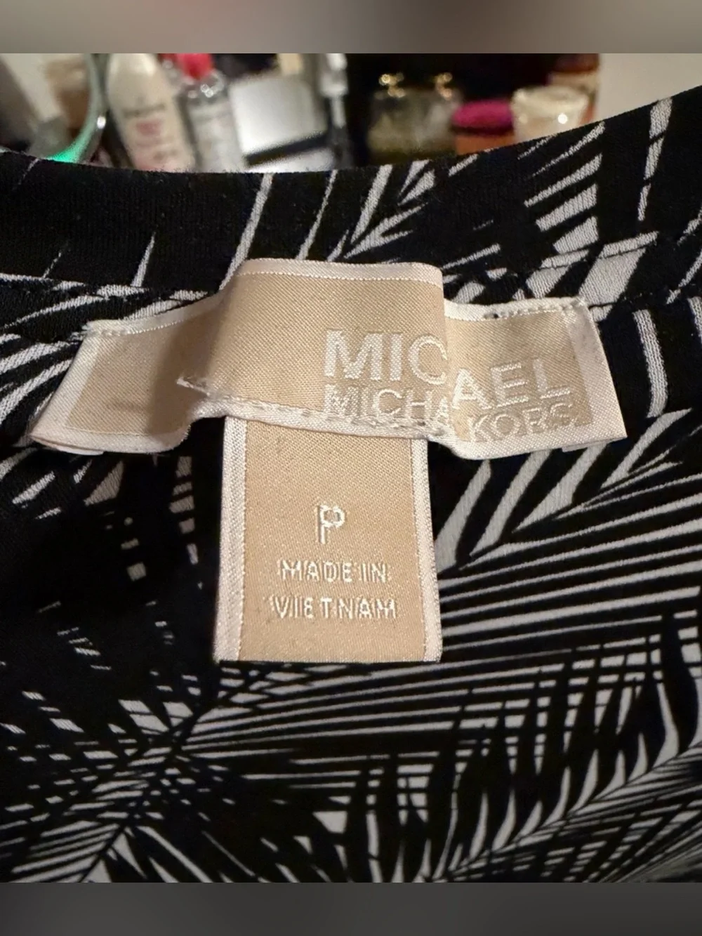 MICHAEL Michael Kors Palm Print Bell Sleeve Dress Petite P
